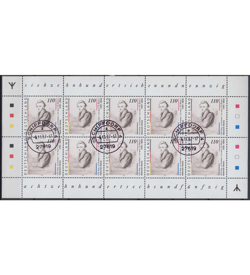 BRD Bund Nr. 1962 gestempelt Kleinbogen I Heine mit Runen