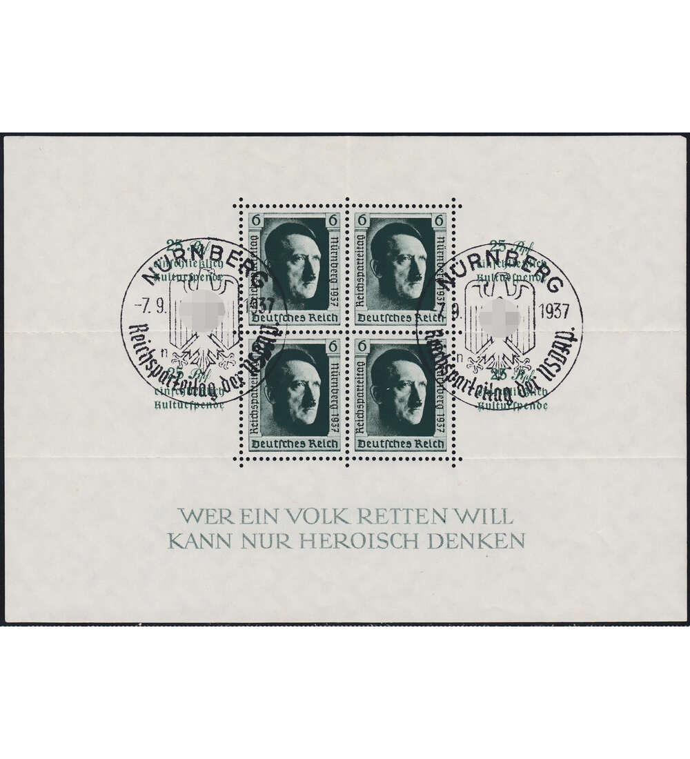 Deutsches Reich Block 11 mit SST Nrnberg-Reichsparteitag der NSDAP