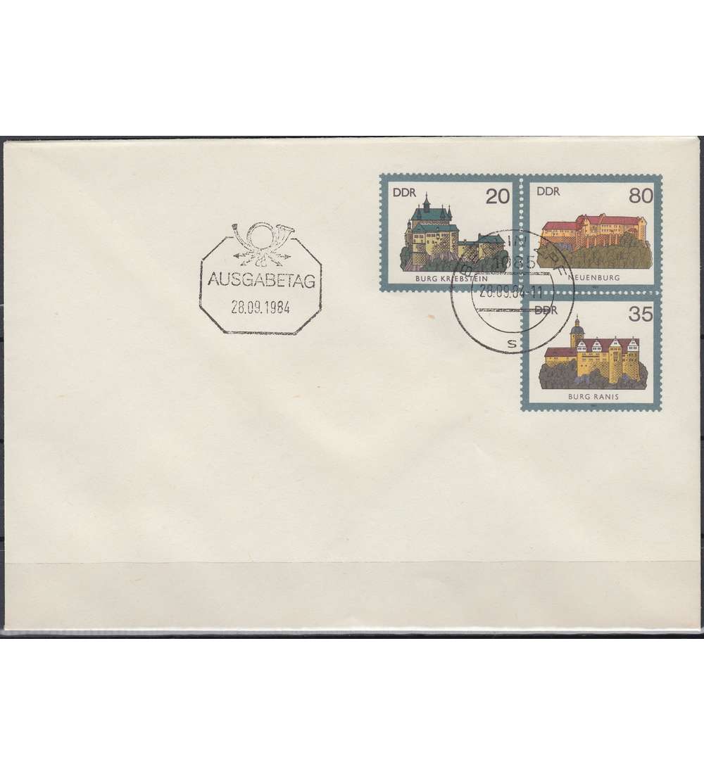 DDR Ganzsachenumschlag U1 gestempelt Burgen 1984