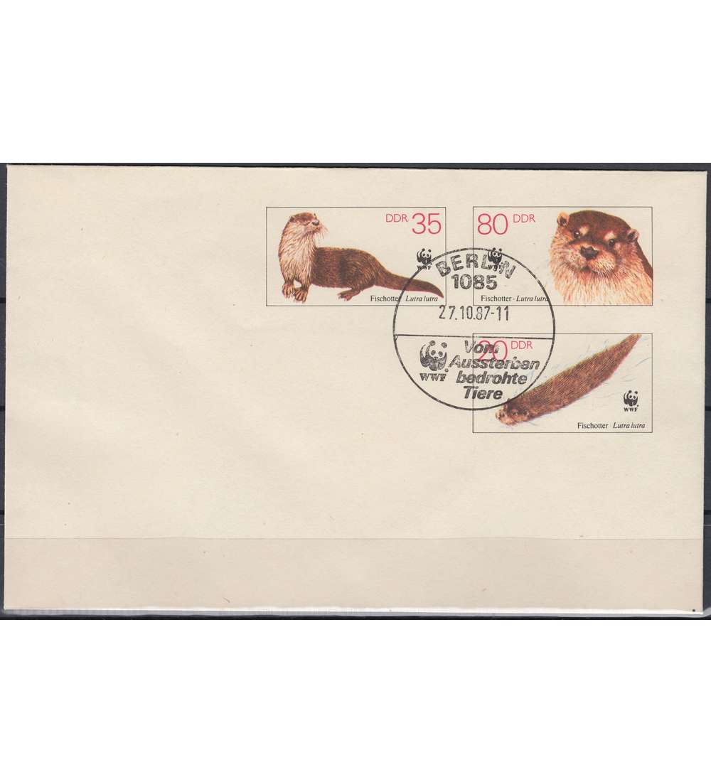DDR Ganzsachenumschlag U7 gestempelt Fischotter 1987