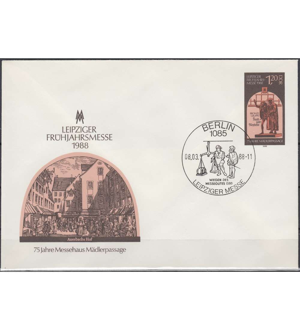 DDR Ganzsachenumschlag U8 gestempelt Leipziger Messe 1988
