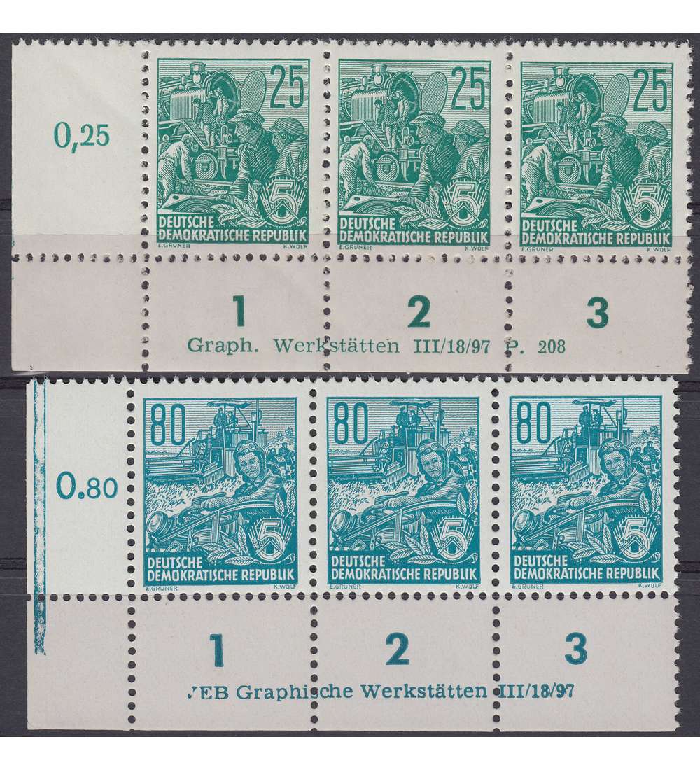 DDR Nr. 415 XI DV5 und 421 XI DV2 postfrisch ** Druckvermerke
