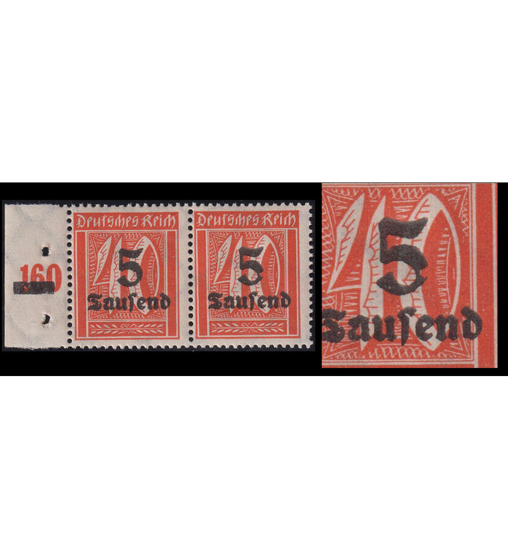 Dt. Reich Aufdruckfehler Nr. 277 IV postfrisch postfrisches Paar