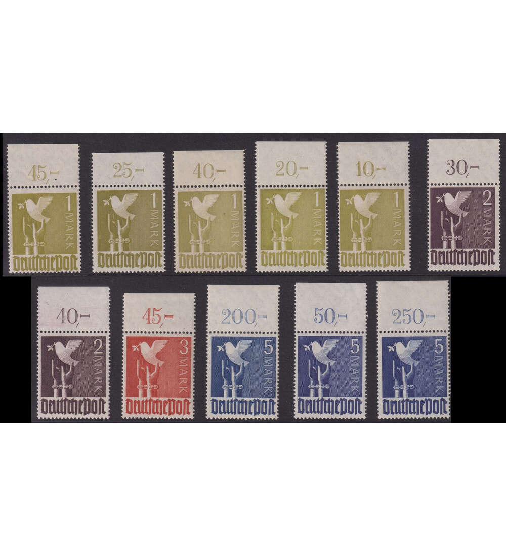 All. Besetzung Markwerte 11 ver. Oberrnder mit durch- gezhntem Rand Friedenstaube