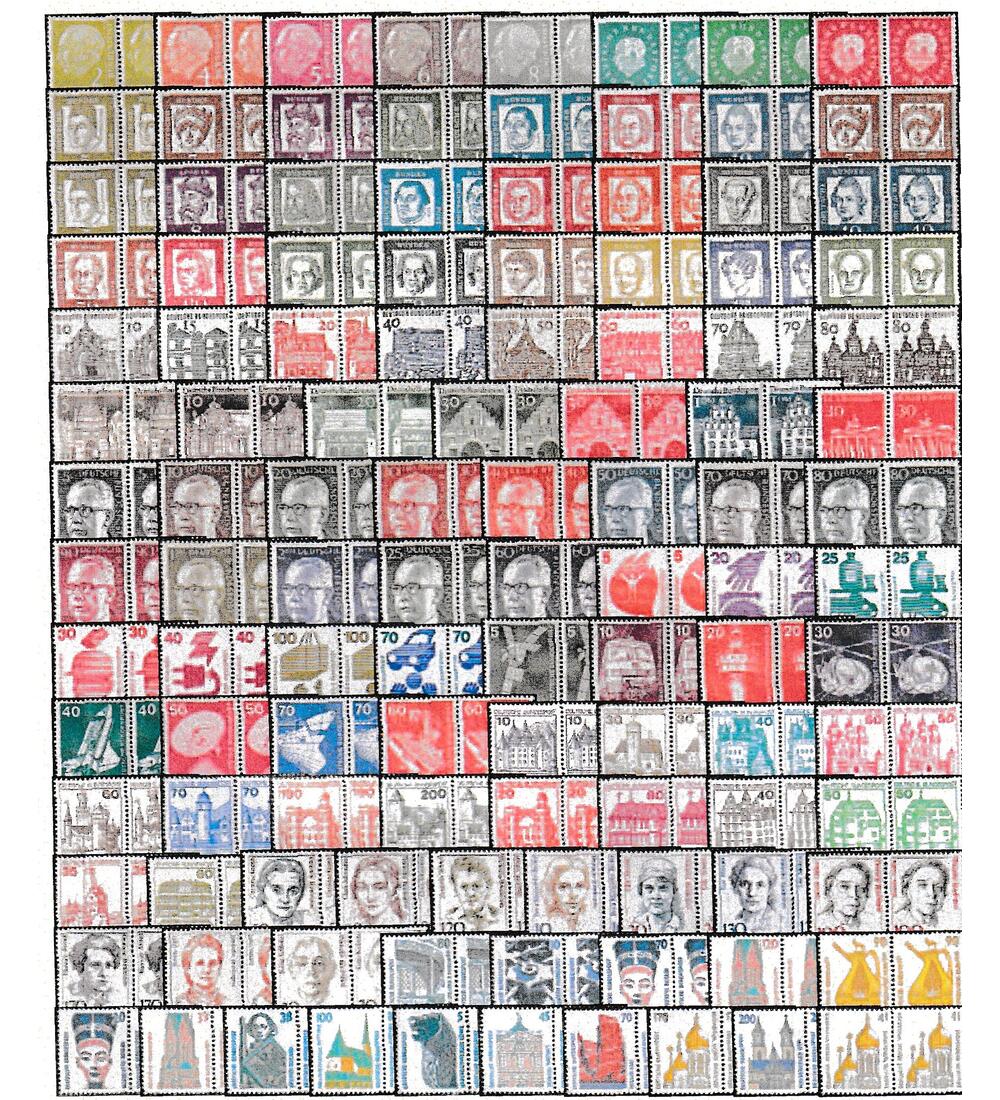 BRD Dauerserien 1954 - 1993 postfrisch mit kompletten Ausgaben �ber 110 Paare