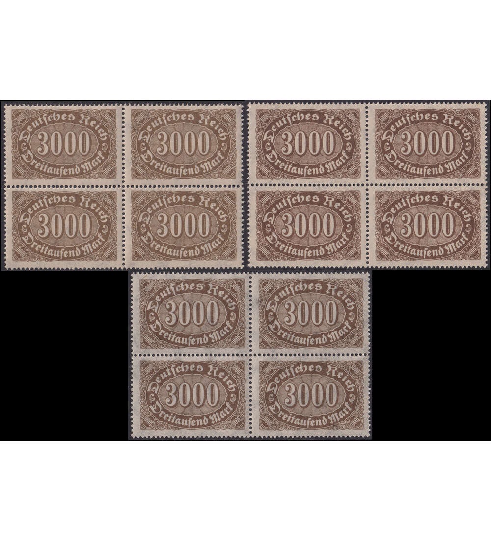   Dt. Reich - Besonderheiten Nr. 254 a, b + c postfrisch in Viererblcken