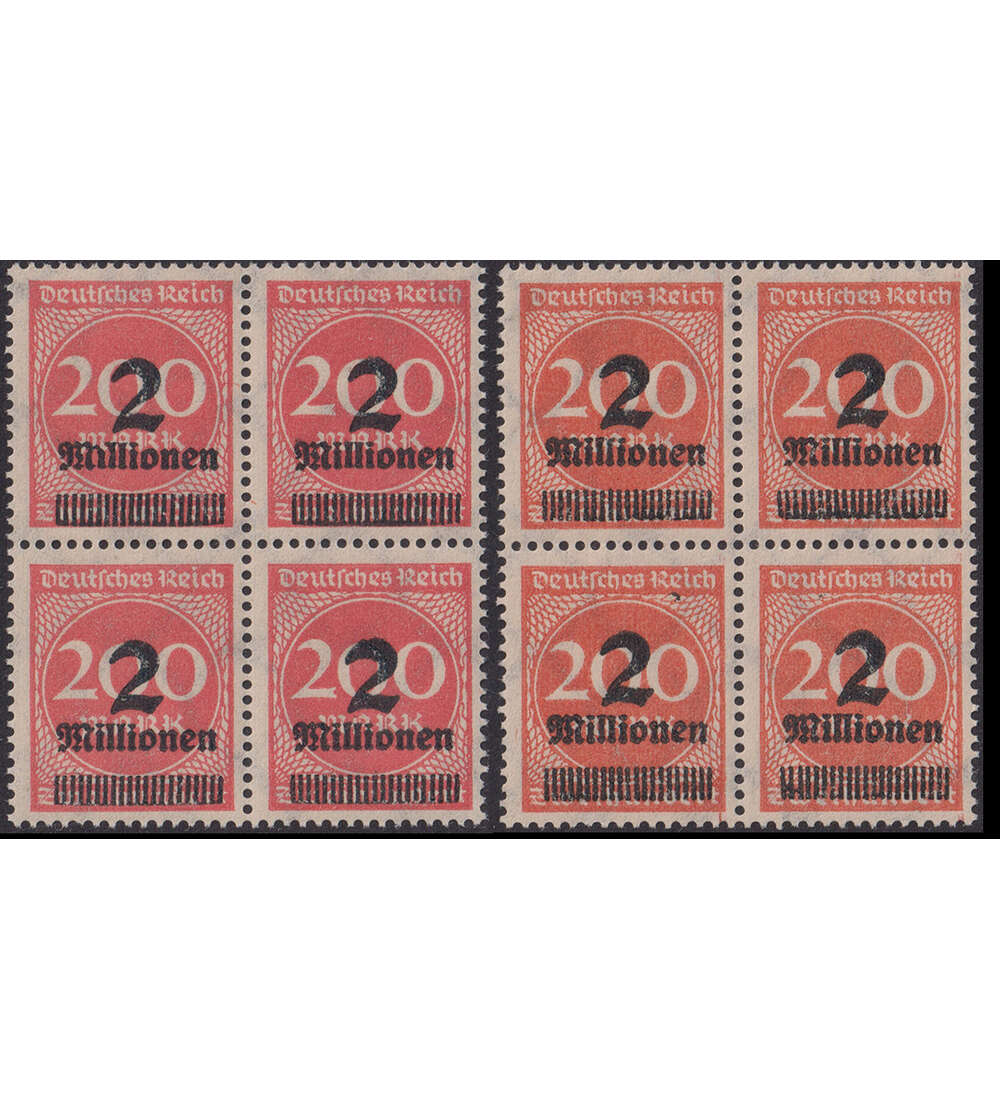 Dt. Reich - Besonderheiten Nr. 309 A W a +b postfrisch in Viererblcken