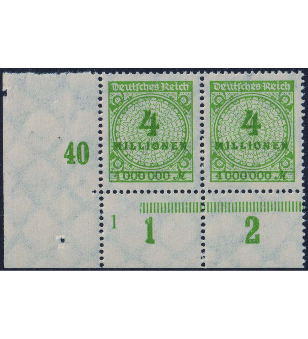 Dt. Reich - Besonderheiten Nr. 316 III postfrisches Paar O in Millionen durchgebalkt