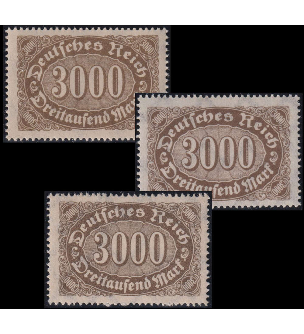 Deutsches Reich - Farben Nr. 254 a, b und c postfrisch 3000 Mark-Wert Queroval