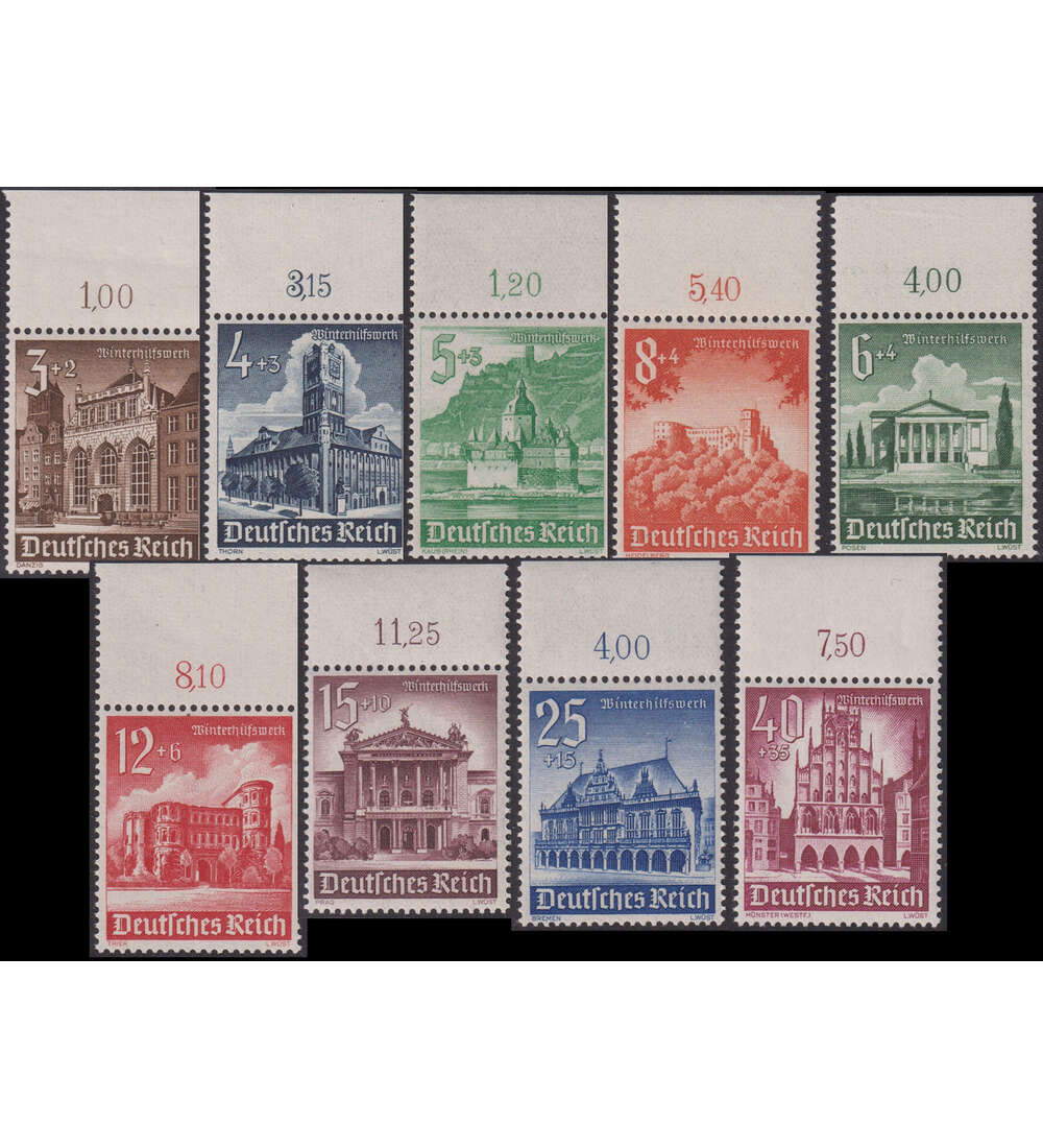 Dt. Reich Bauwerke 1940 Nr. 751-759 postfrisch als Oberrandsatz