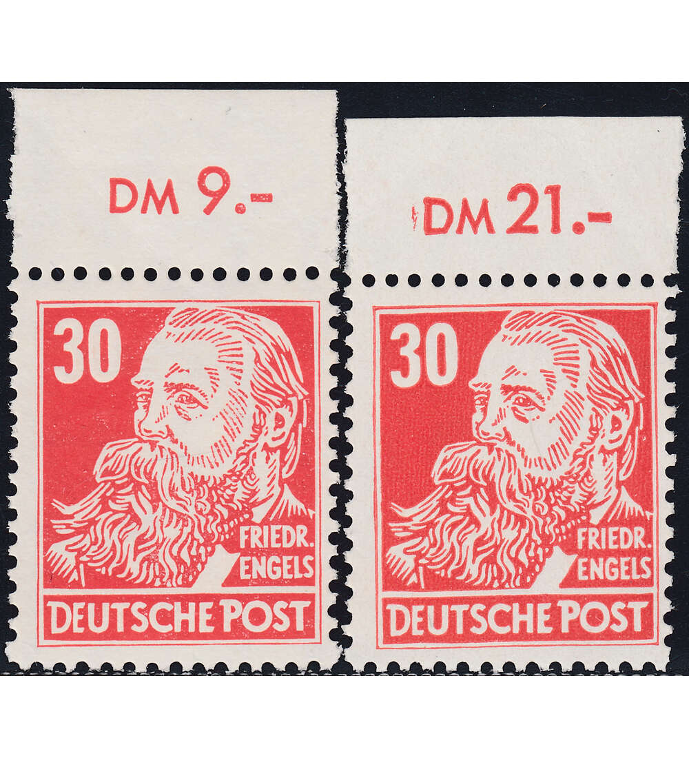 DDR Nr. 335 va XII und vb XI postfrisch 30 Pfg. Engels