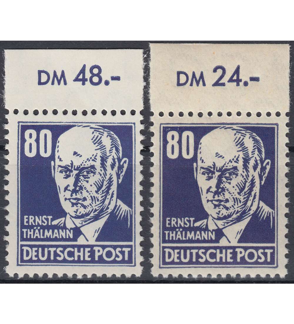 DDR Nr. 339 va XI und za XI postfrisch ** 80 Pfg. Thlmann
