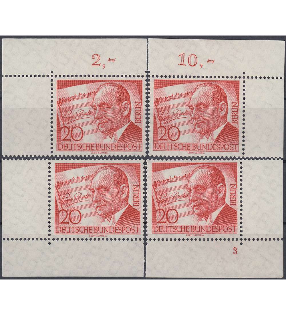 Berlin Nr. 156 postfrisch ** 4 Eckrandstcke Lincke