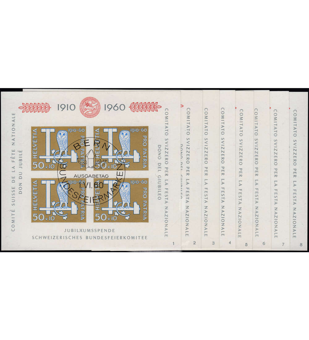 Schweiz Block 17 ESST mit Plattennummer 1-8 komplett