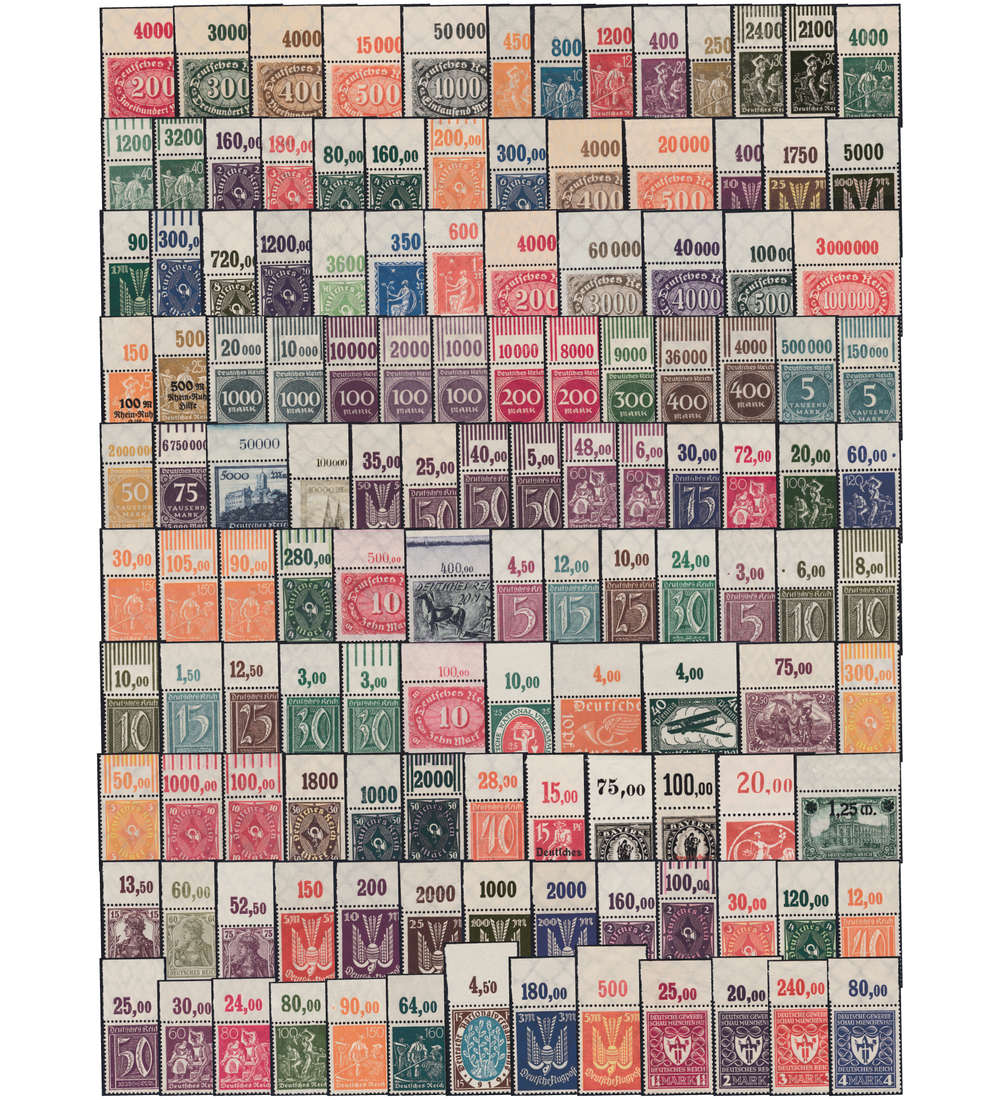 Deutsches Reich 1919-1923 postfrisch ** 120 verschiedene mit Oberrand