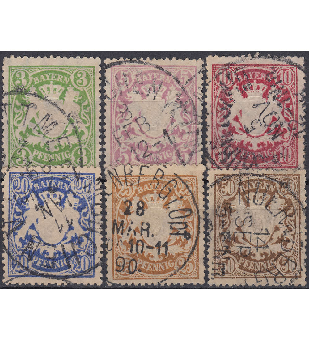 Bayern Nr. 54A-59A gestempelt