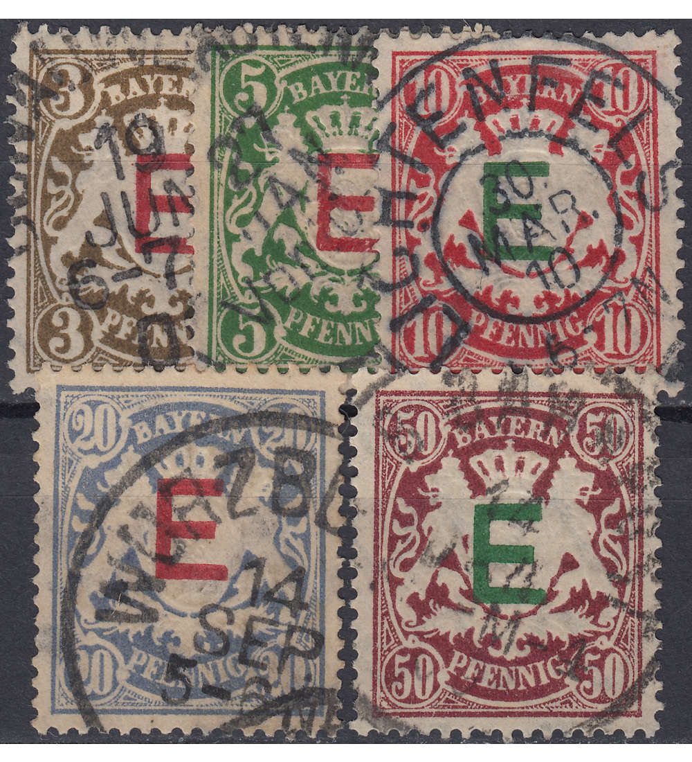 Bayern Dienstmarken Nr. 1-5 gestempelt
