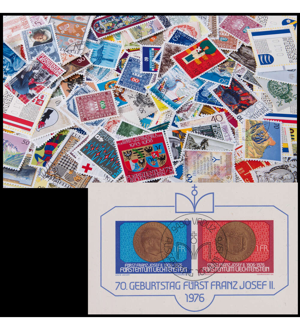 Liechtenstein Kollektion 200 verschiedene Werte mit Block 10 gestempelt