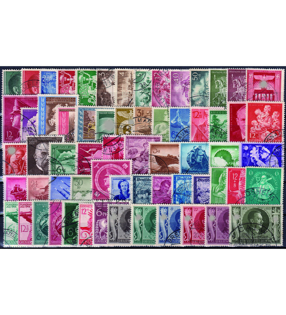Dt. Reich Kollektion 1941-1945 64 versch. Werte gestempelt mit Nr. 844-849