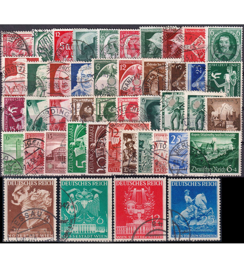 Dt. Reich Kollektion 1933-1941 45 versch. Werte gestempelt mit Nr. 569/70 x und Z 738/39