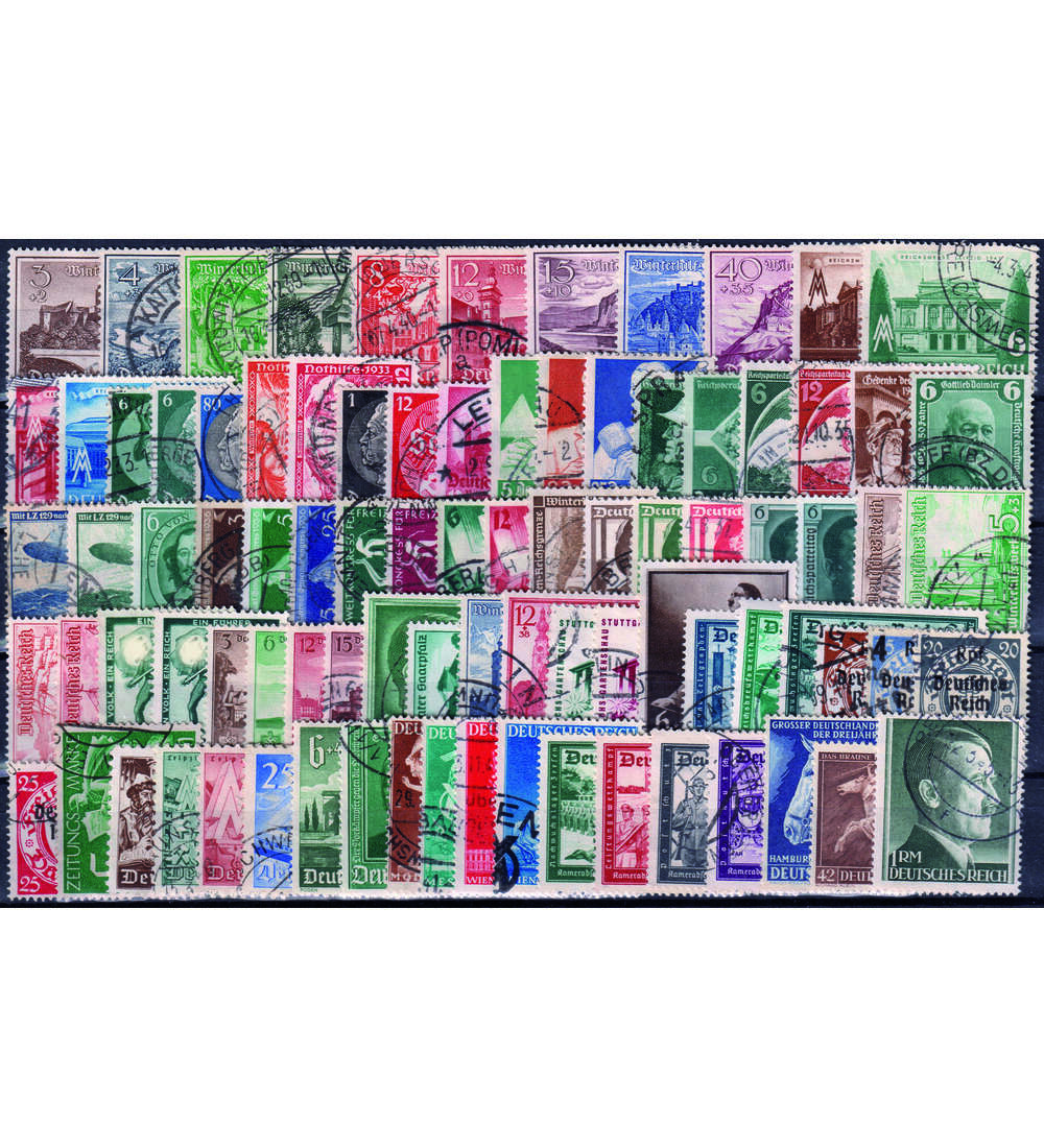 Dt. Reich Kollektion 1933-1942 86 versch. Werte gestempelt mit Nr. 730-738
