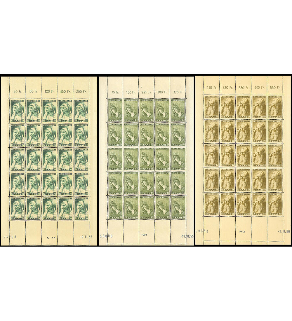 Saar-Bogensatz Nr. 365-367 Volkshilfe 1955 - Gem�lde postfrisch