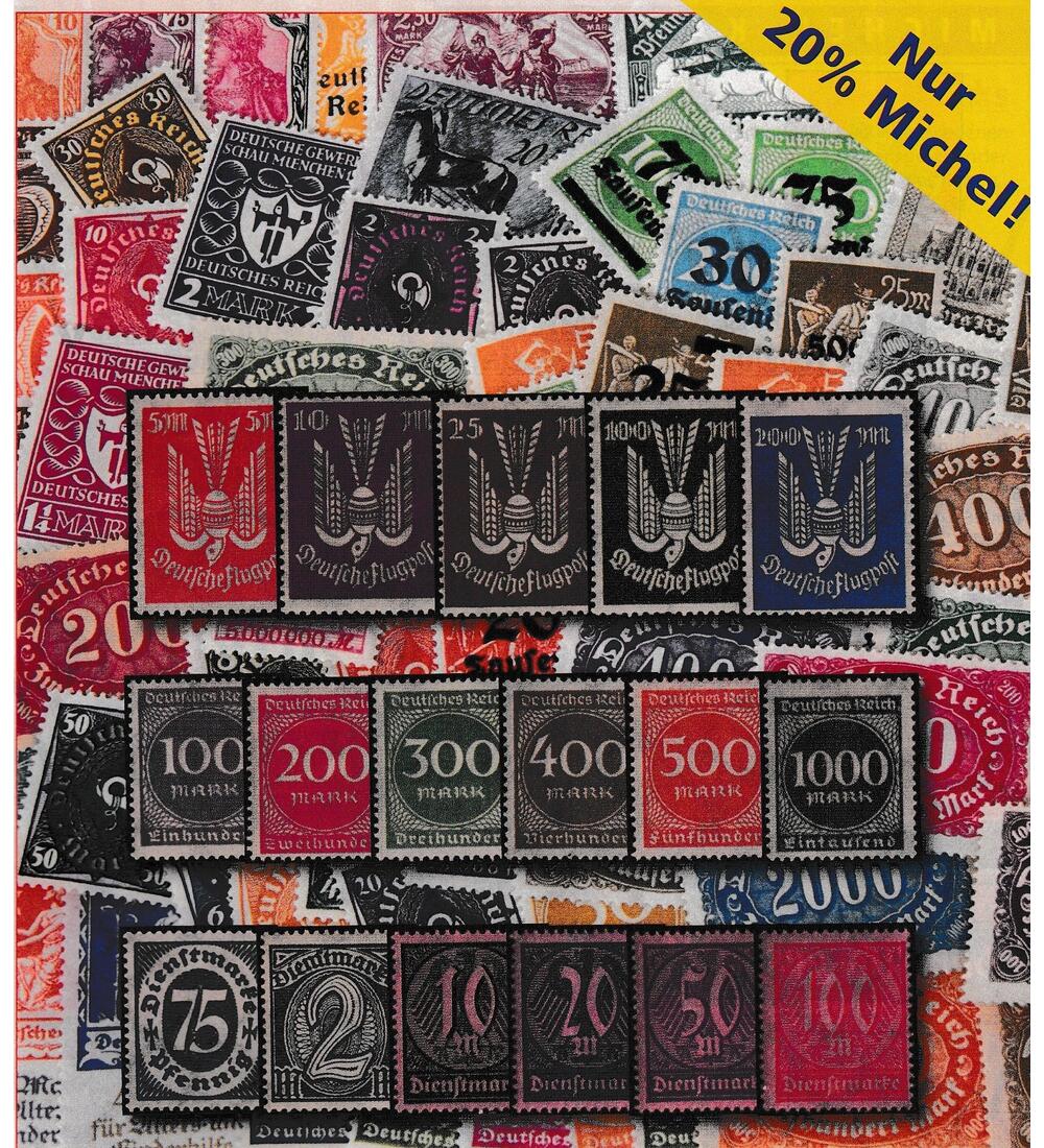 Dt. Reich Infla 150 ver. Werte postfrisch mit Dienst dabei auch komplette S�tze