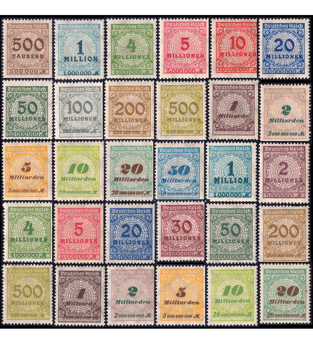 Dt. Reich Rosetten-Muster Nr. 313-330 A postfrisch Platten- u. Walzendruck