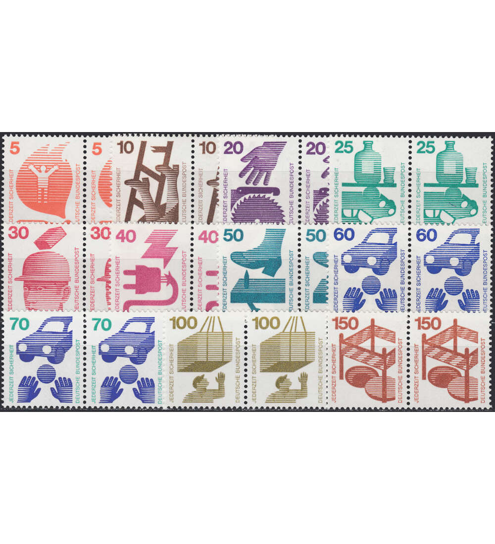 BRD Bund  Unfallverhtung Paarsatz postfrisch 11 Werte