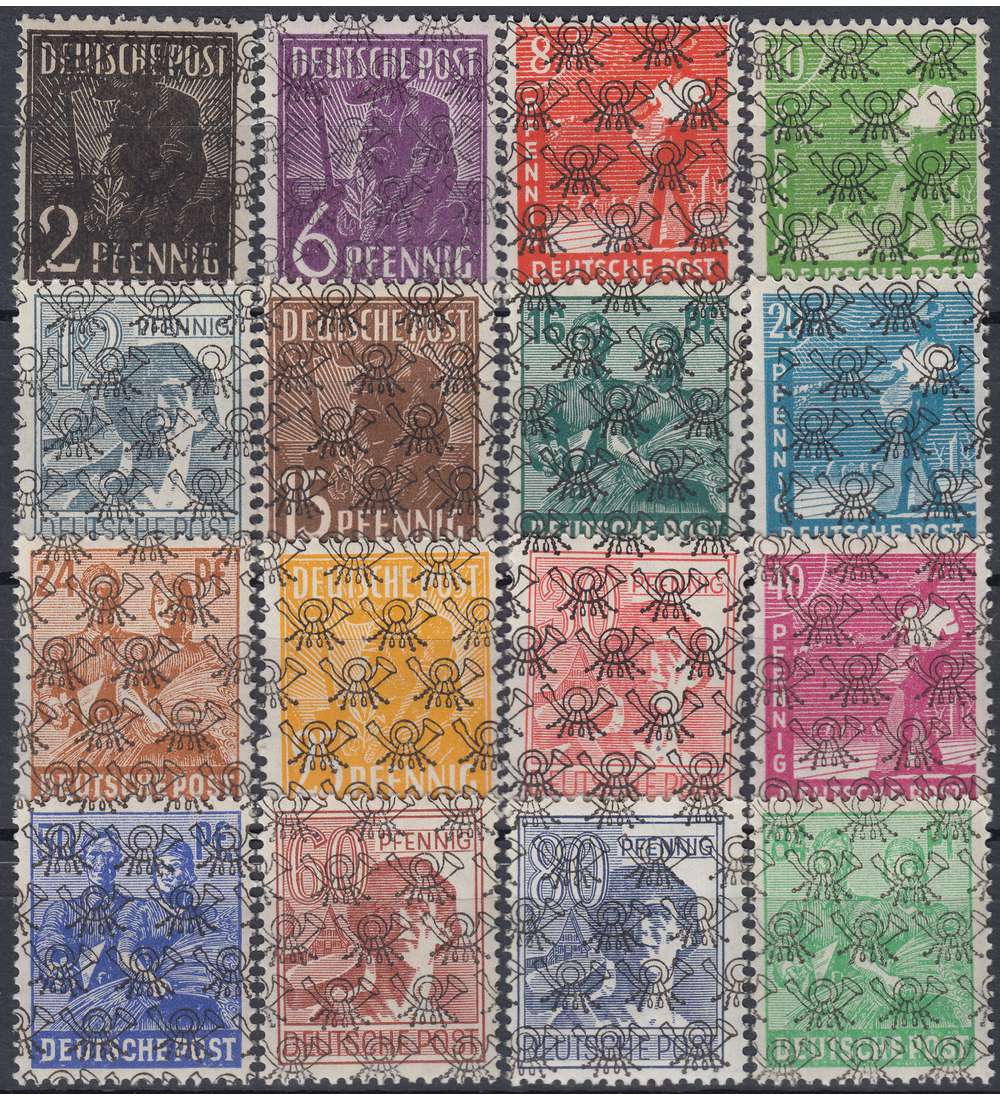 Alliierte Besetzung Nr. 36-51II postfrisch ** Netzaufdruck 16 Werte