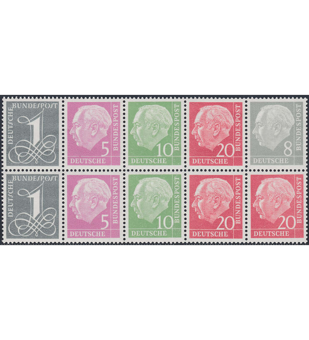 BRD Bund  Heftchenblatt Nr. 8X postfrisch ** Heuss stehendes Wasserzeichen