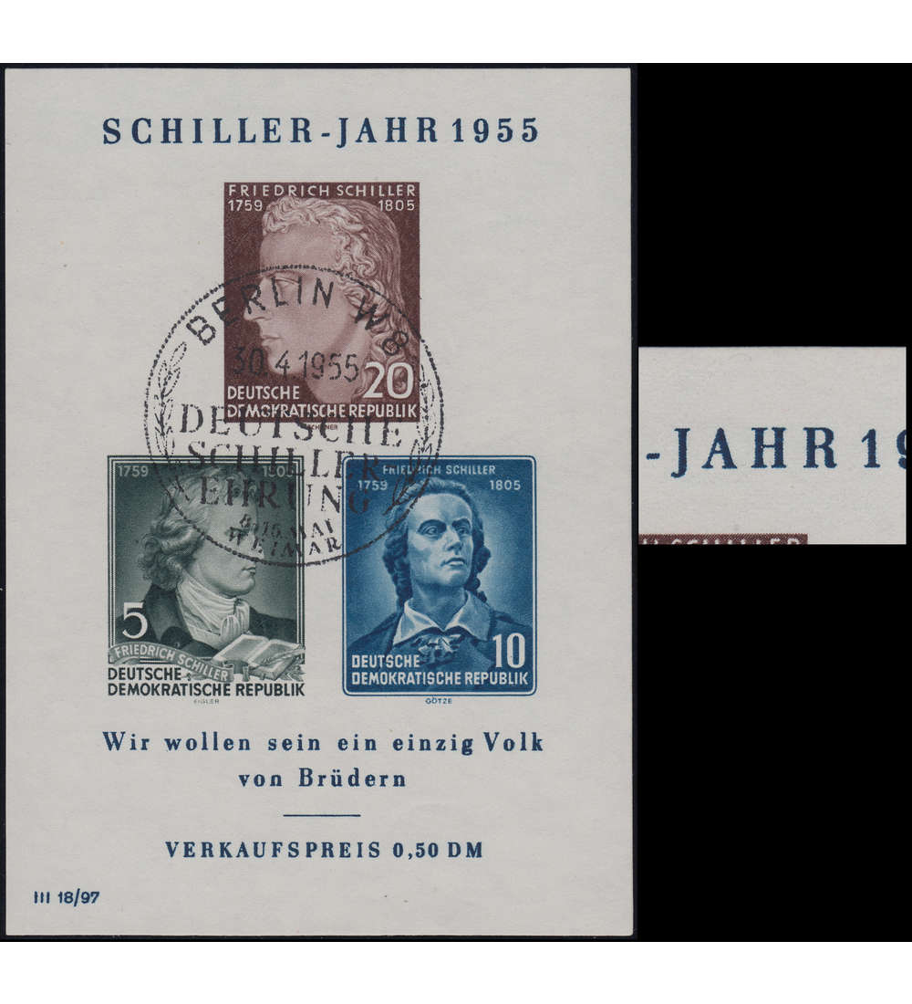 DDR Block 12 IV gestempelt Abart-J mit vorgezogenem Fu�