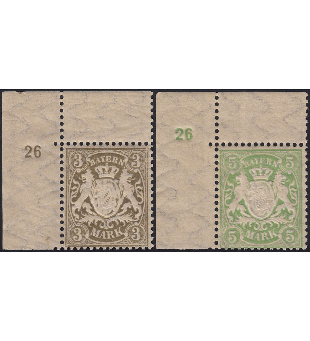 Bayern Nr. 69+70 postfrisch ** Staatswappen mit Plattennummer
