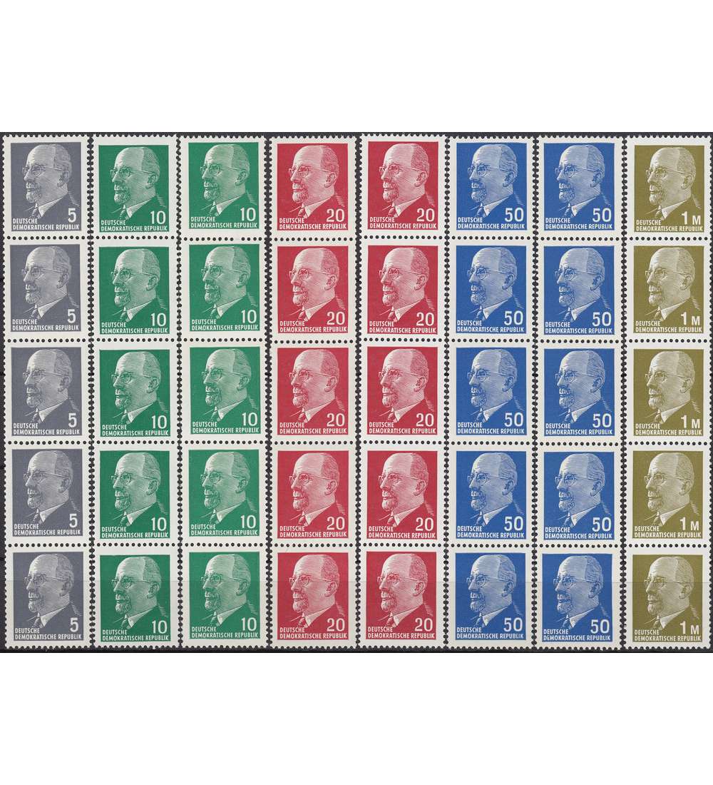 DDR Rollenstreifen postfrisch 8 ver. 5er Streifen Ulbricht