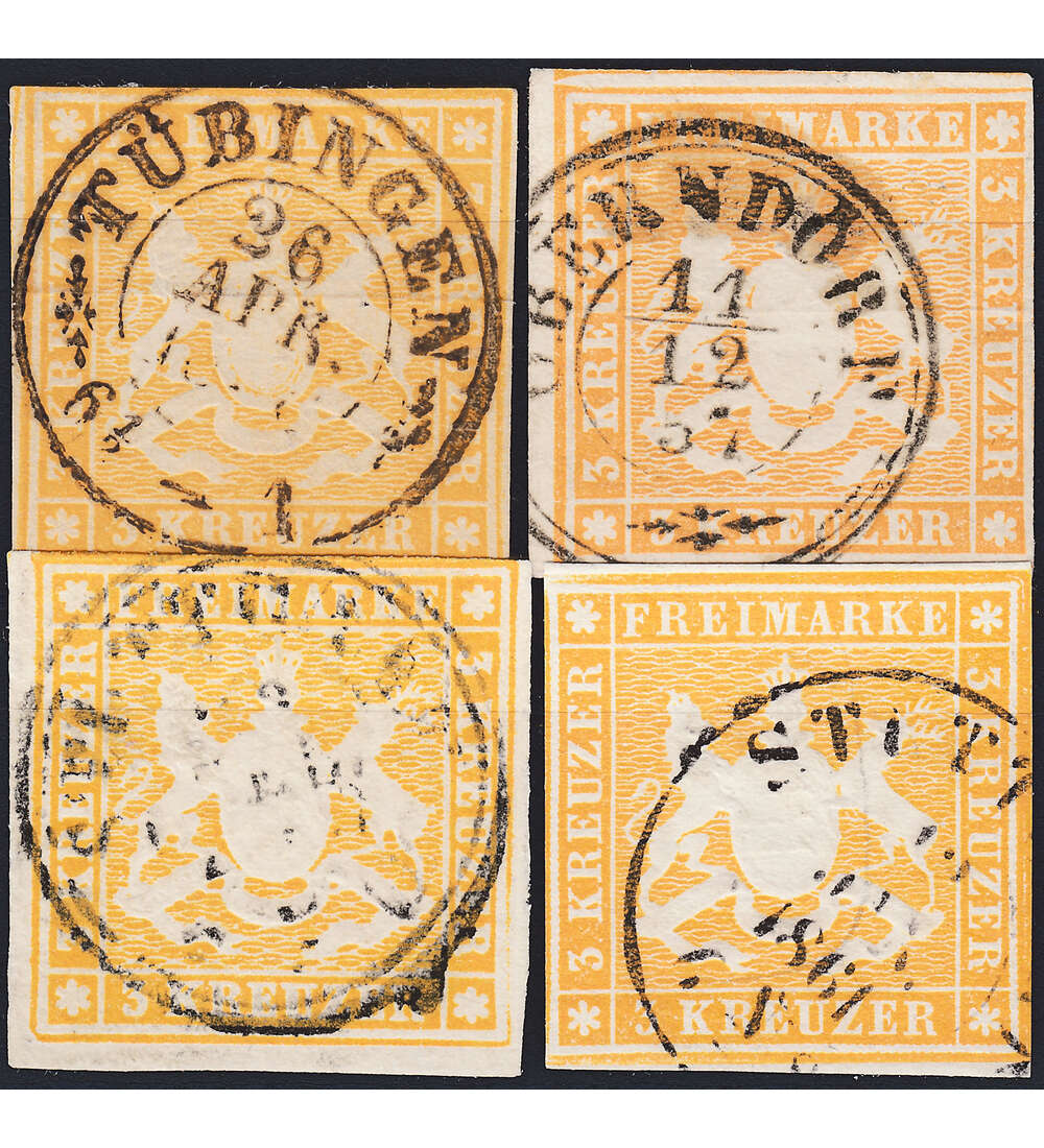 Wrttemberg Nr. 7a+c + 12a+c gestempelt