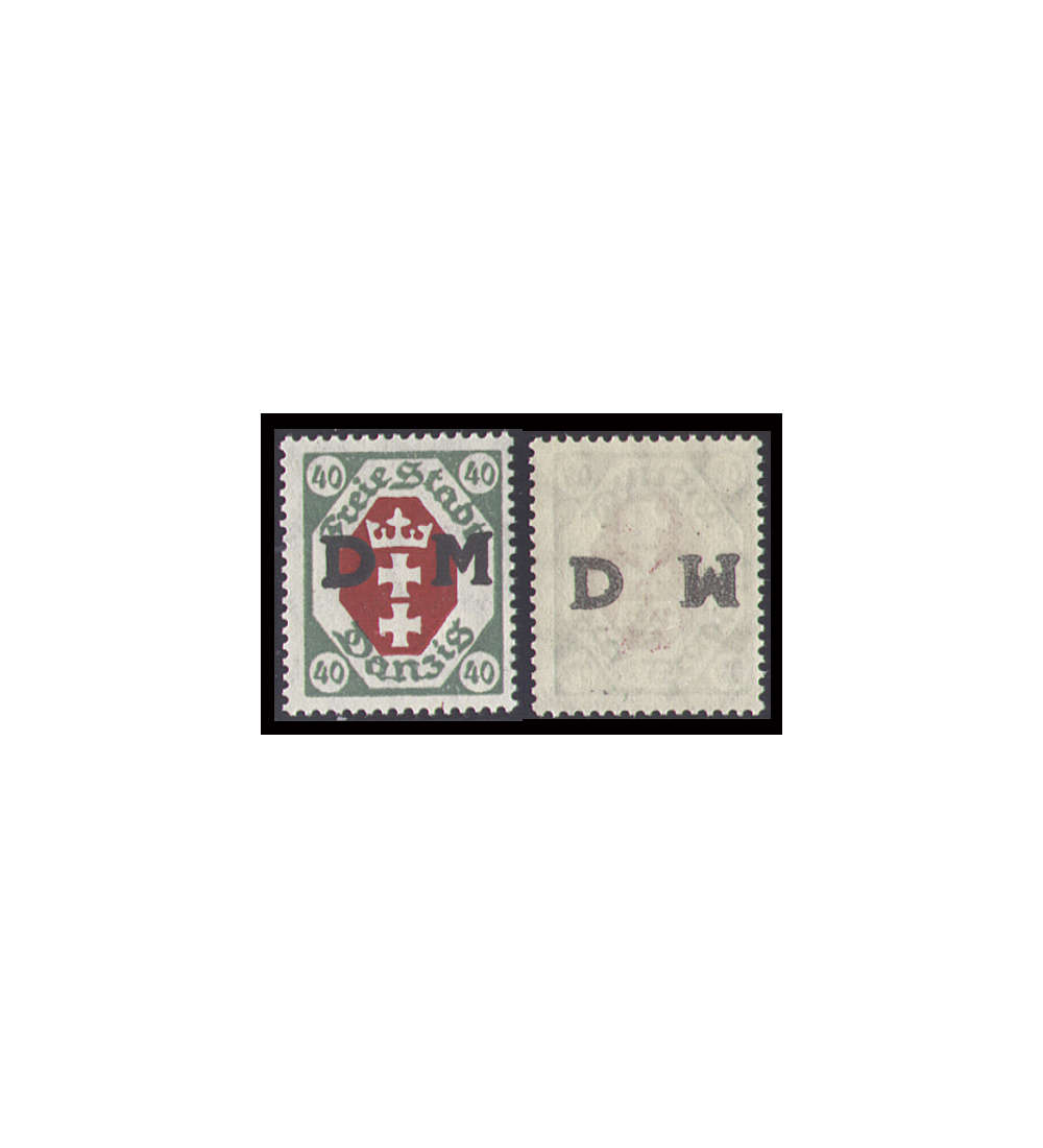 Danzig Dienstmarke Nr. 7 postfrisch ** Rckseitiger Abklatsch der Aufdrucks DM