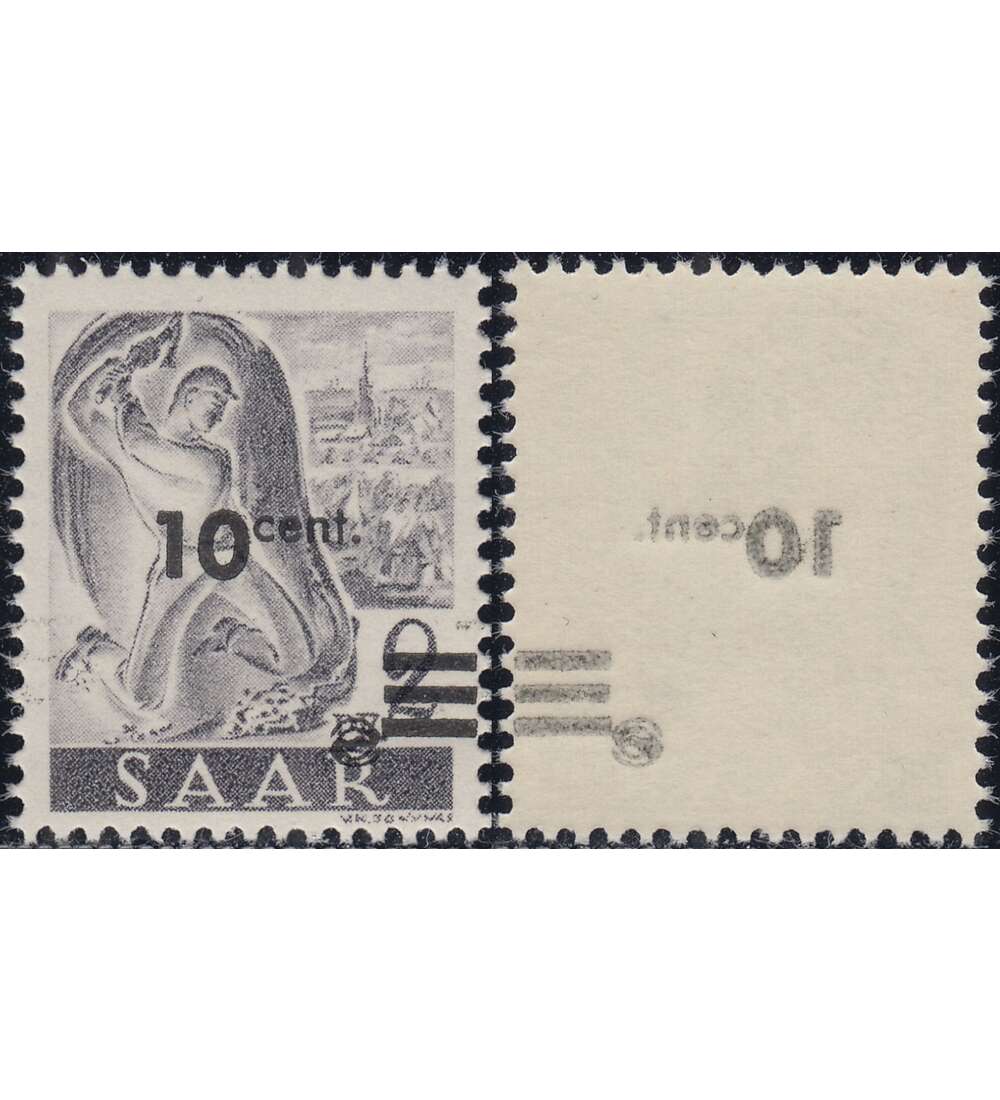 Saar Nr. 226ZII postfrisch ** mit Abklatsch des Aufdrucks auf der Gummierung