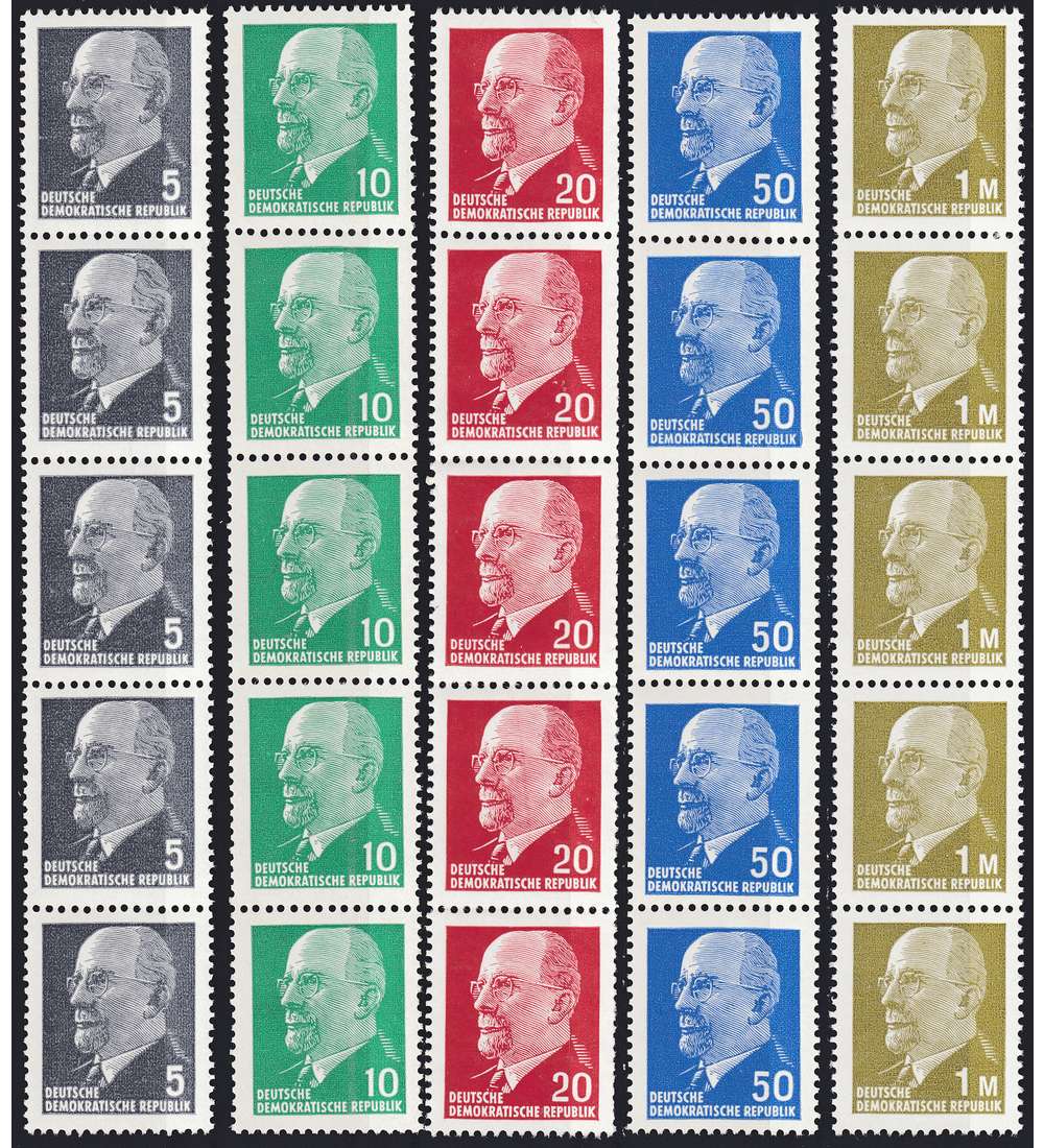 DDR Ulbricht 5er-Streifen postfrisch ** 5,10,20,50 Pfg+1 M