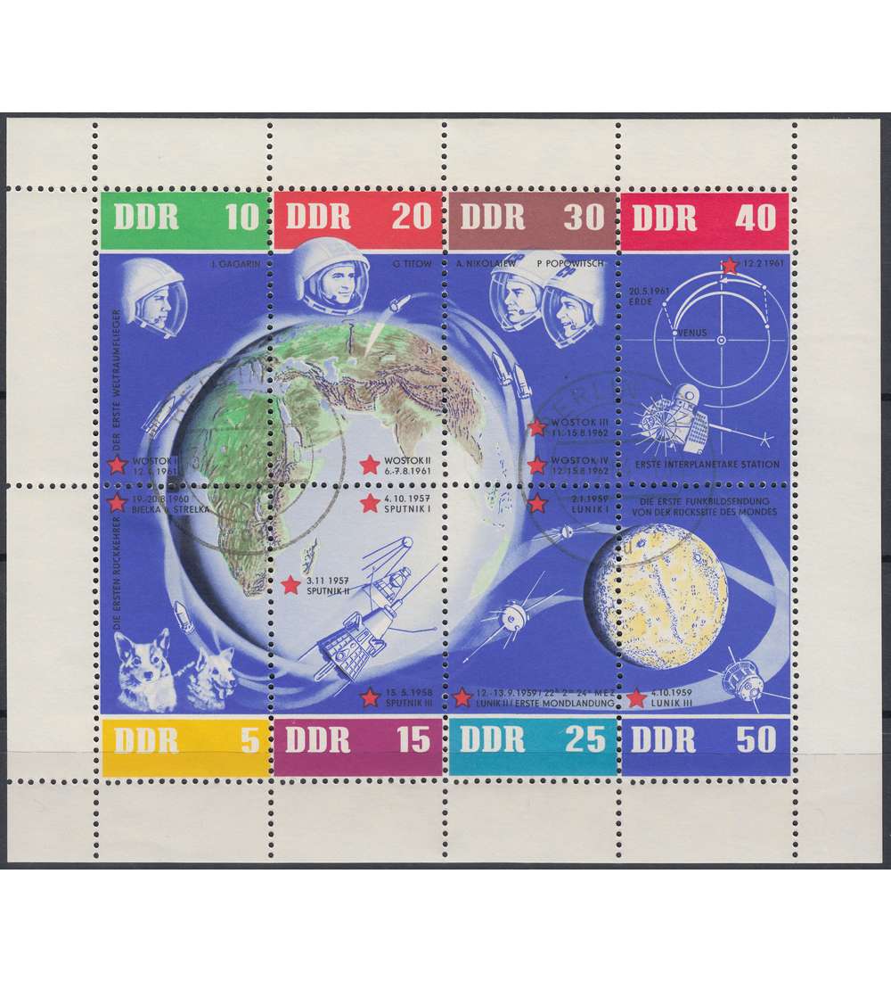 DDR Nr. 926-933 gestempelt Kleinbogen Rand rechts nicht durchgezhnt