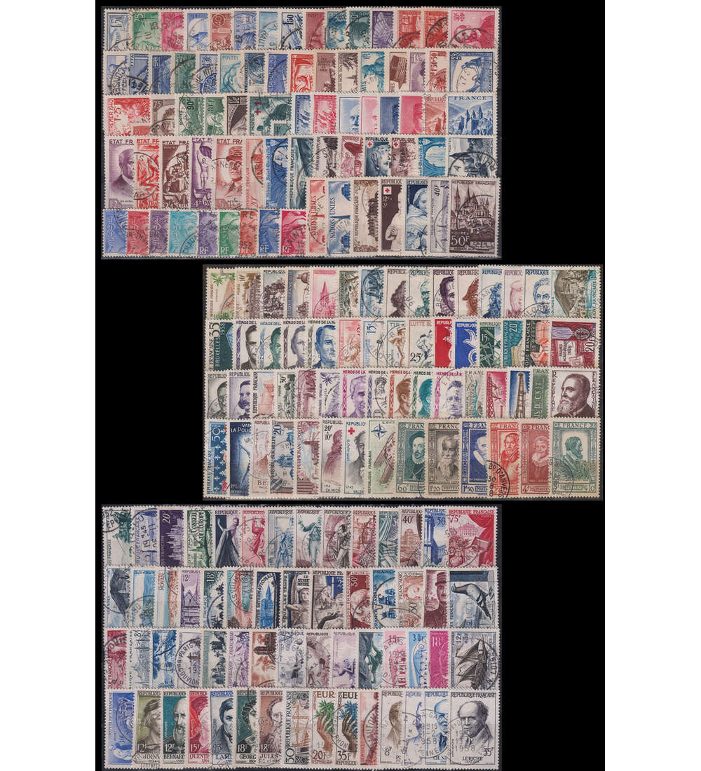 Frankreich - Kollektion gestempelt von 200 ver. Werten von 1937 bis 1959