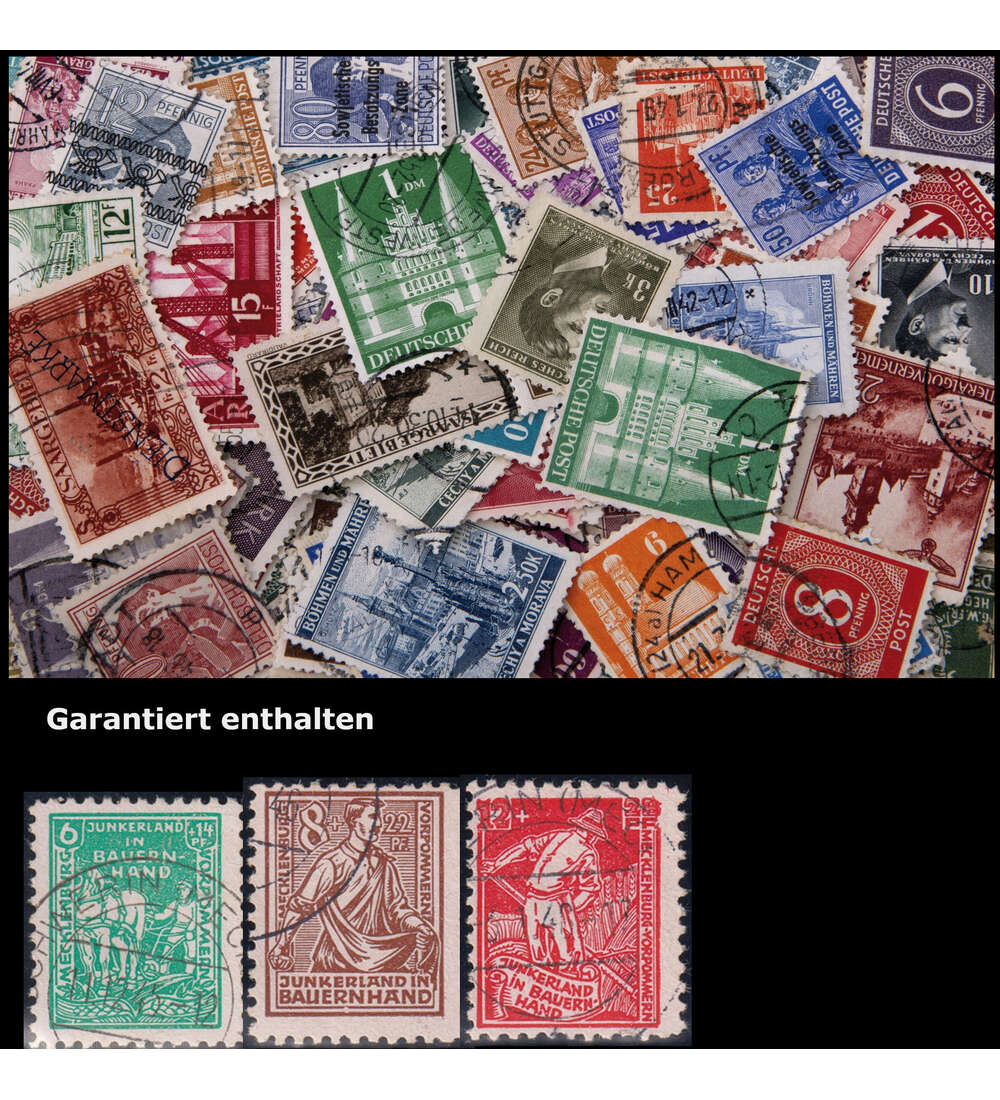 SBZ - Kollektion von 100 ver. Ausgaben gestempelt mit Nr. 23-25 a Bodenreform 1946