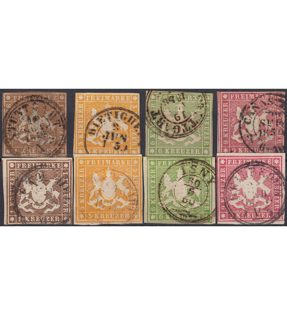 Wrttemberg Nr. 6-9,11-14 gestempelt