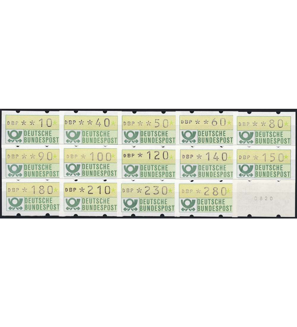 BRD Bund  ATM  Posthorn  postfrisch ** 10-280 Pfennig 14 Werte mit Nummer