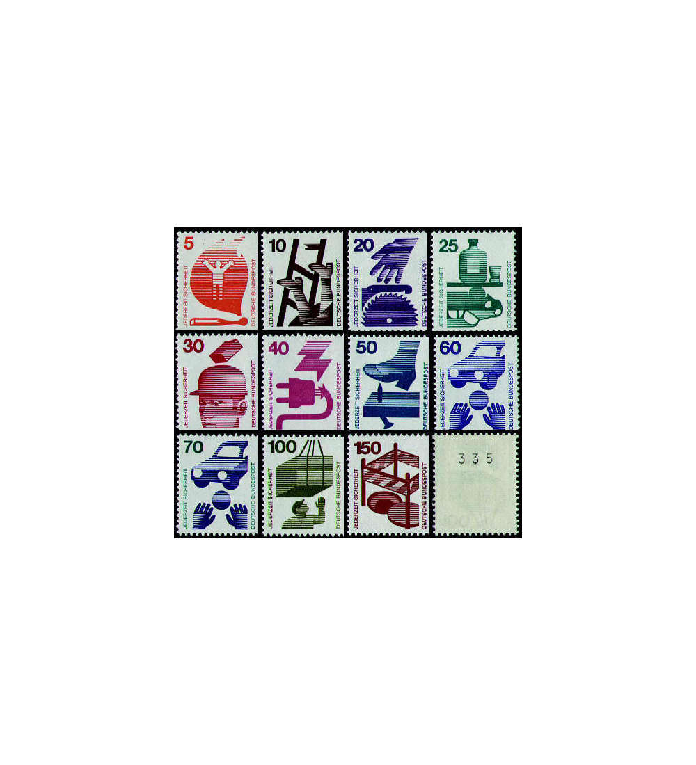 BRD Bund Unfallverhtung postfrisch komplett Satz mit schwarzer Zhlnummer
