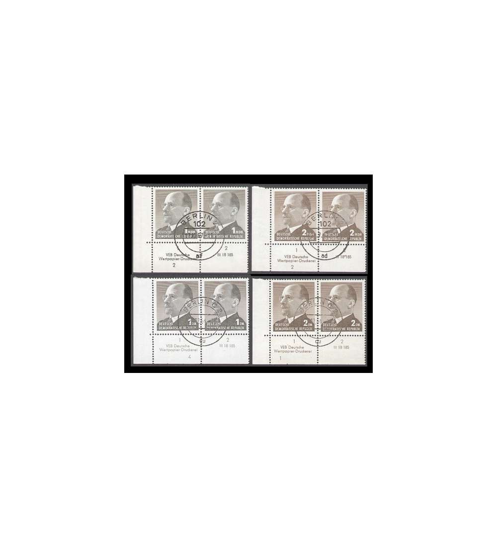 DDR Nr. 968-969+1087-1088DV gestempelt Druckvermerke
