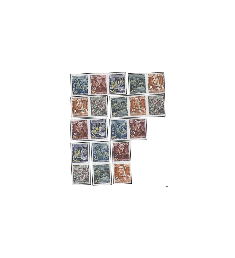 DDR Engels 1955 postfrisch ** 9 Zusammendruckkombinationen aus Block 13