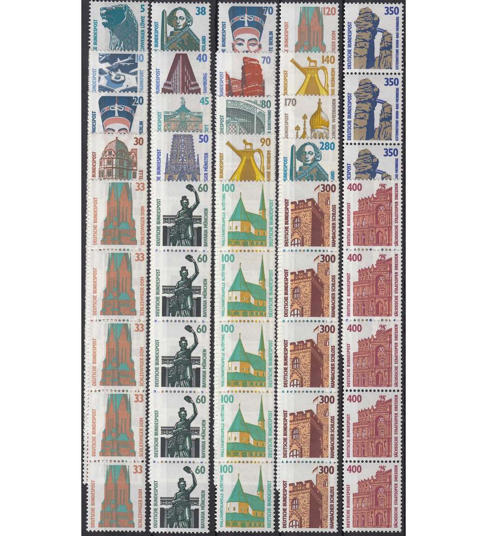   BRD Bund Sehenswrdigkeiten 5er-Streifen mit Nr.postfrisch ** 1. Ausgabe komplett Typ u