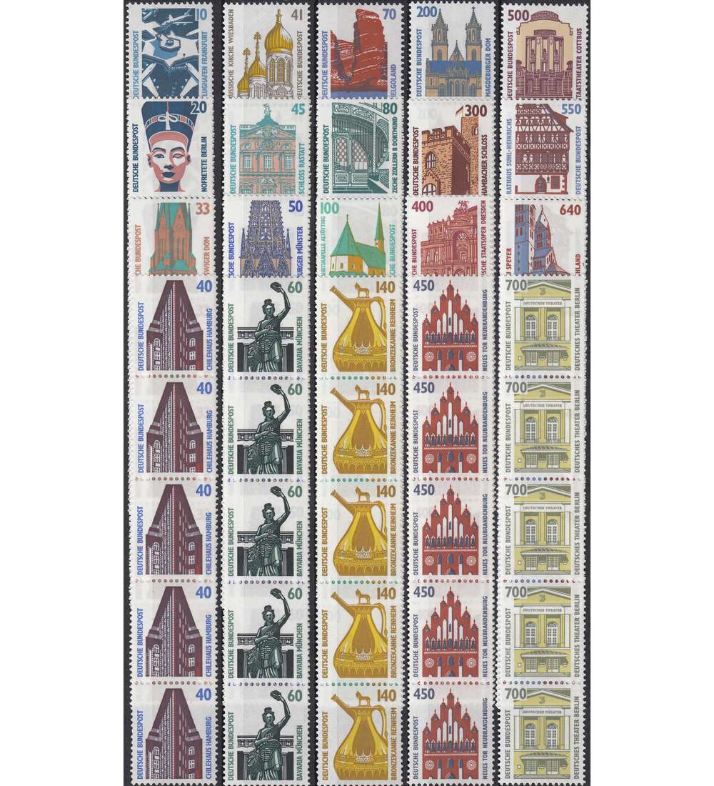   BRD Bund Sehenswrdigkeiten 5er-Streifen mit Nr.postfrisch ** 2. Ausgabe komplett Typ vI