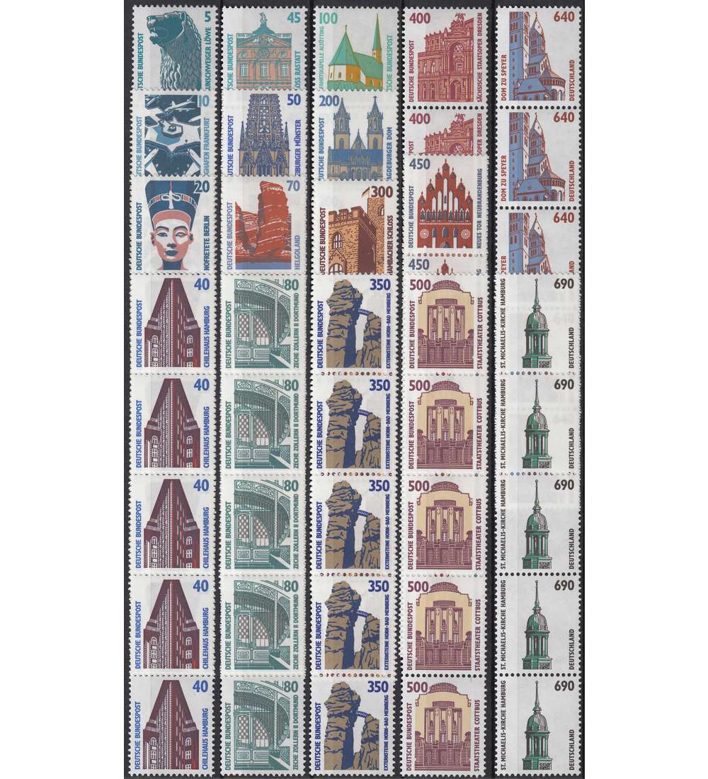   BRD Bund Sehenswrdigkeiten 5er-Streifen mit Nr.postfrisch ** 3. Ausgabe komplett Typ vII