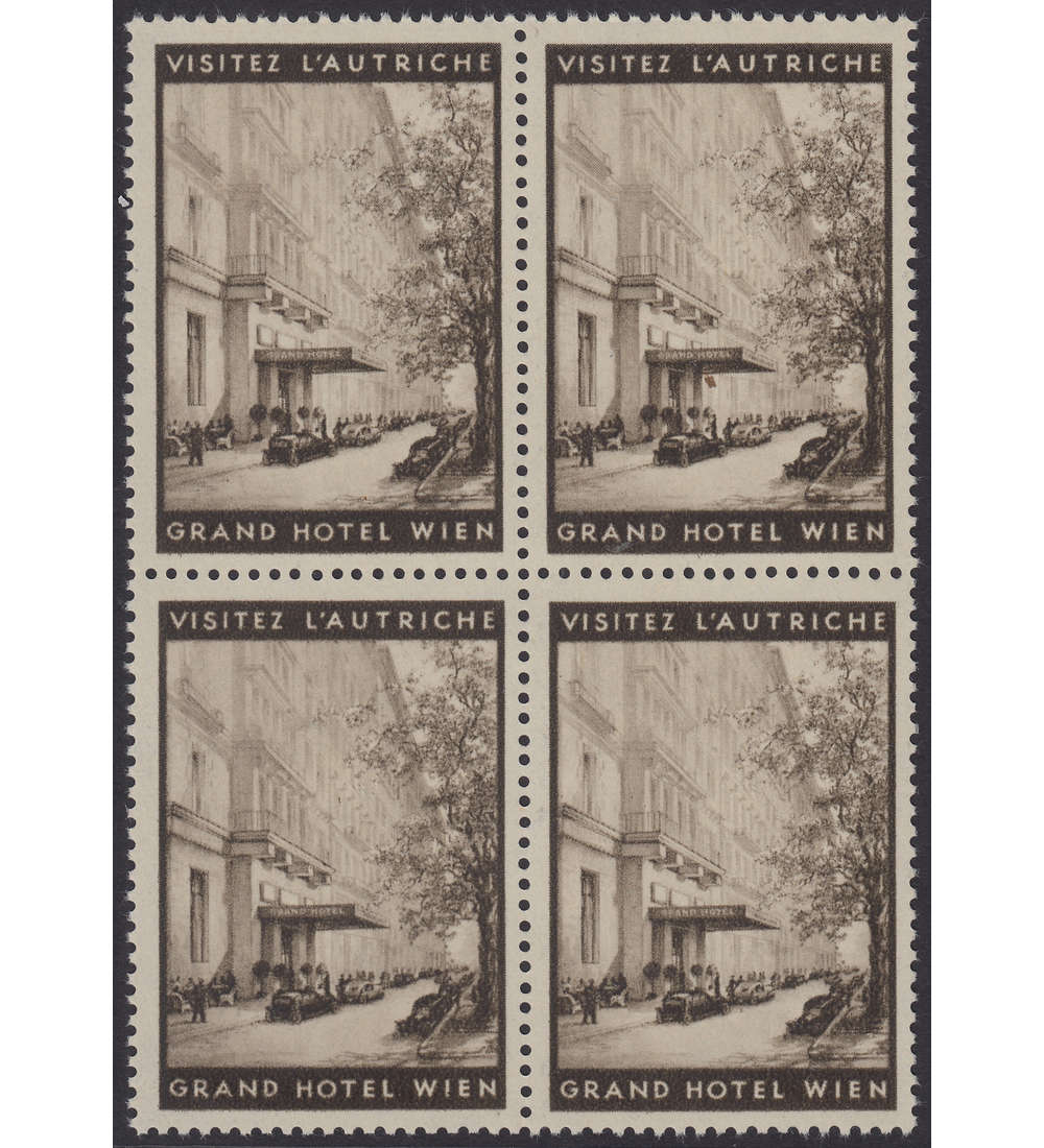   sterreich Verschlumarke Grand Hotel Wien postfrischer Viereblock